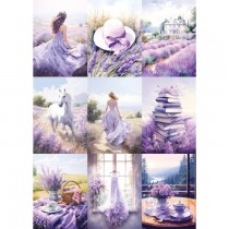 Лист Карточки (обложка) коллекция "Лавандовый рай", формат А4, пл 190 г/м2