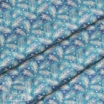Премиум хлопок "Перья на синем" размер 50х40 см., пл.150 гр/м2, Польша
