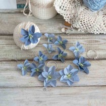 Цветы из ткани Гортензии Дуболистные, сине-голубые, 12 шт.