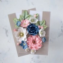 Набор цветов из ткани «Романс» сине-розовый 