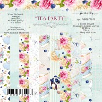 Фоновый набор двусторонней бумаги "Tea party" 190гр, 20*20см, 15 л + 1 бонус
