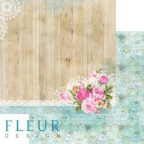 Лист бумаги для скрапбукинга "Цветы и кружево", коллекция "Летний сад", 30х30, плотность 190 гр, FD1004305