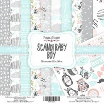 Набор двусторонней скрапбумаги "Scandi Baby Boy" 10 листов + лист для вырезания, 20x20см, пл.200г/м2