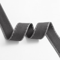Лента ёлочка, цвет серый (край светло-серый), ширина 2,5 см, отрез 90 см