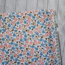 Ткань "Розово-голубые цветы", размер 40х50 см, 100% хлопок