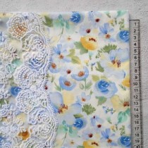 Ткань "Цветы акварель голубые"  размер 40х50см, 100% хлопок
