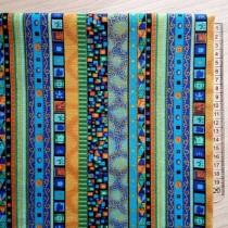 Ткань полулен "Полоска синяя", размер 50х48 см