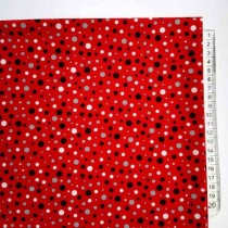 Ткань "Цветные точки на красном", размер 50х50 см