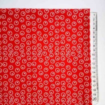 Ткань "Кружочки с точкой на красном", размер 50х50 см