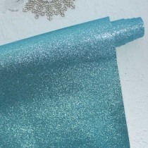 Отрез кожзама (плотная ткань) с глиттером 50х34 см., голубой
