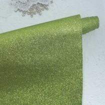 Отрез кожзама (плотная ткань) с глиттером 50х34 см., светло-зеленый