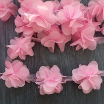 Цветы шифоновые - розовые , 1 шт., диаметр 5 см.