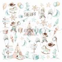 Лист для вырезания "Little sheriff" коллекция "Little sheriff",  190гр ,30,5*30,5см