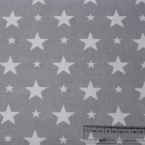 Ткань "Звезды белые большие и маленькие на сером" размер 40х50 см. 
