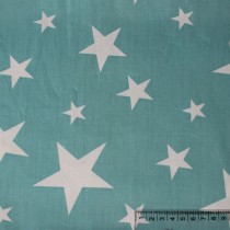 Ткань "Звезды белые большие и маленькие на бирюзовом" размер 40х50 см. 